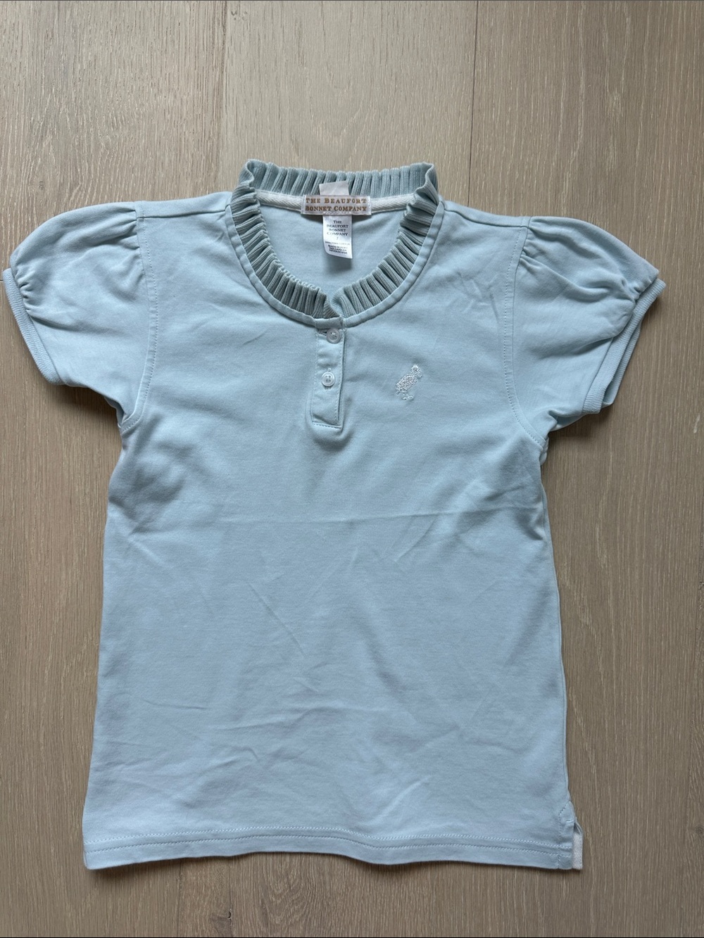 The Beaufort Bonnet Company Light Blue Girls' Ruffle Collar Polo
